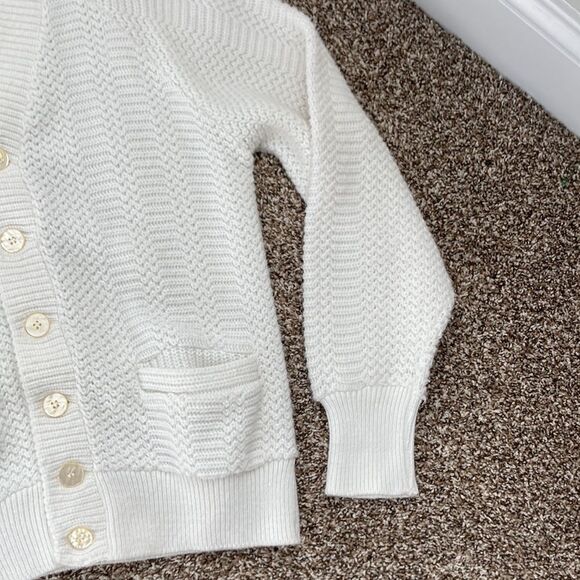 Vintage Orlon Campus Cream Cardigan Knit Pocket Sweater - Picture 13 of 15